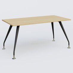 [Pas de famille] - [Pas de sous famille] - K5 plan droit 160*80 cm. Plateau Chêne clair et pietement Noir Mat avec base chromé.