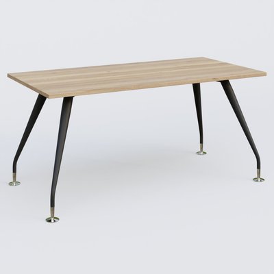 [Pas de famille] - [Pas de sous famille] - K5 plan droit 160*80 cm. Plateau Chêne naturel et pietement Noir Mat avec base chromé.