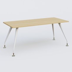 [Pas de famille] - [Pas de sous famille] - K5 plan droit 180*80 cm. Plateau Chêne clair et pietement Blanc avec base chromé.