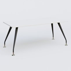 [Pas de famille] - [Pas de sous famille] - K5 plan droit 180*80 cm. Plateau Blanc et pietement Noir Mat avec base chromé.