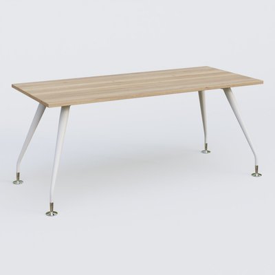 [Pas de famille] - [Pas de sous famille] - K5 plan droit 180*80 cm. Plateau Chêne naturel et pietement Blanc avec base chromé.