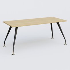 [Pas de famille] - [Pas de sous famille] - K5 plan droit 180*80 cm. Plateau Chêne clair et pietement Noir Mat avec base chromé.