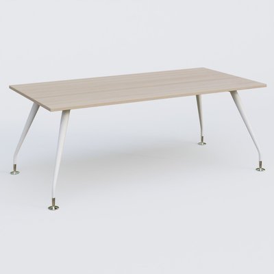 [Pas de famille] - [Pas de sous famille] - K5 plan droit 200*100 cm. Plateau Acacia et pietement Blanc avec base chromé.