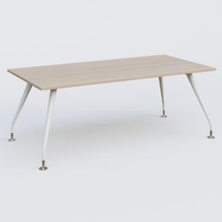 [Pas de famille] - [Pas de sous famille] - K5 plan droit 200*100 cm. Plateau Acacia et pietement Blanc avec base chromé.
