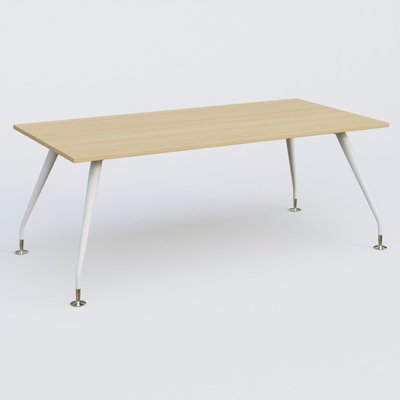 [Pas de famille] - [Pas de sous famille] - K5 plan droit 200*100 cm. Plateau Chêne clair et pietement Blanc avec base chromé.