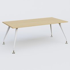 [Pas de famille] - [Pas de sous famille] - K5 plan droit 200*100 cm. Plateau Chêne clair et pietement Blanc avec base chromé.