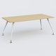 K5 plan droit 200*100 cm. Plateau Chêne clair et pietement Blanc avec base chromé.