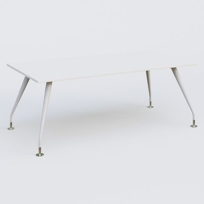 [Pas de famille] - [Pas de sous famille] - K5 plan droit 200*100 cm. Plateau Blanc et pietement Blanc avec base chromé.