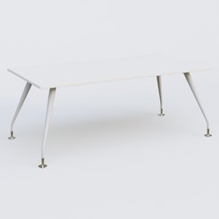 [Pas de famille] - [Pas de sous famille] - K5 plan droit 200*100 cm. Plateau Blanc et pietement Blanc avec base chromé.