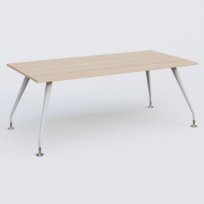 [Pas de famille] - [Pas de sous famille] - K5 plan droit 200*100 cm. Plateau Hêtre et pietement Blanc avec base chromé.