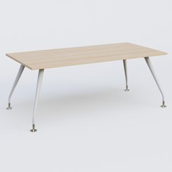 [Pas de famille] - [Pas de sous famille] - K5 plan droit 200*100 cm. Plateau Hêtre et pietement Blanc avec base chromé.