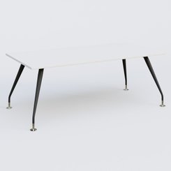 [Pas de famille] - [Pas de sous famille] - K5 plan droit 200*100 cm. Plateau Blanc et pietement Noir Mat avec base chromé.