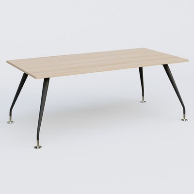 [Pas de famille] - [Pas de sous famille] - K5 plan droit 200*100 cm. Plateau Hêtre et pietement Noir Mat avec base chromé.