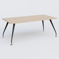 [Pas de famille] - [Pas de sous famille] - K5 plan droit 200*100 cm. Plateau Hêtre et pietement Noir Mat avec base chromé.