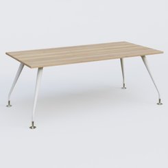 [Pas de famille] - [Pas de sous famille] - K5 plan droit 200*100 cm. Plateau Chêne naturel et pietement Blanc avec base chromé.