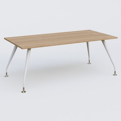 [Pas de famille] - [Pas de sous famille] - K5 plan droit 200*100 cm. Plateau Noyer et pietement Blanc avec base chromé.