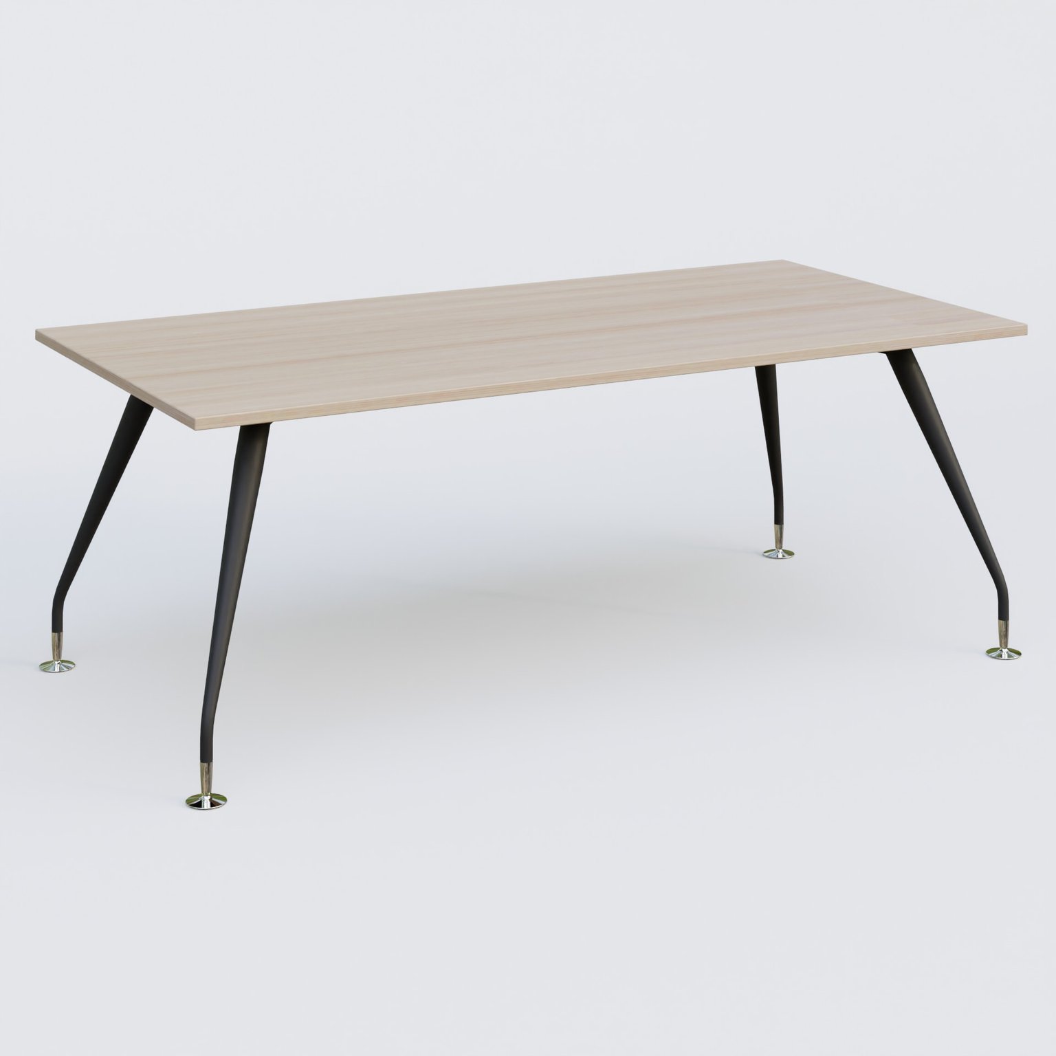 K5 plan droit 200*100 cm. Plateau Acacia et pietement Noir Mat avec base chromé.
