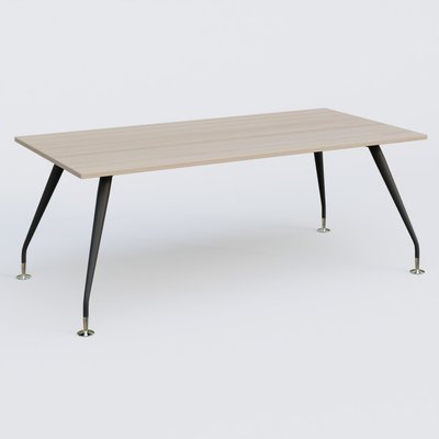 [Pas de famille] - [Pas de sous famille] - K5 plan droit 200*100 cm. Plateau Acacia et pietement Noir Mat avec base chromé.