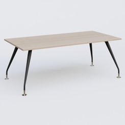 [Pas de famille] - [Pas de sous famille] - K5 plan droit 200*100 cm. Plateau Acacia et pietement Noir Mat avec base chromé.