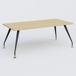 [Pas de famille] - [Pas de sous famille] - K5 plan droit 200*100 cm. Plateau Chêne clair et pietement Noir Mat avec base chromé.