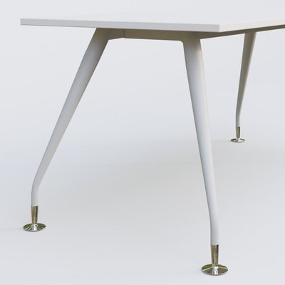 [Pas de famille] - [Pas de sous famille] - K5 plan droit 200*100 cm. Plateau Blanc et pietement Blanc avec base chromé.