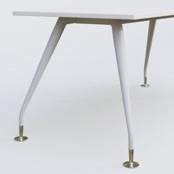 [Pas de famille] - [Pas de sous famille] - K5 plan droit 200*100 cm. Plateau Blanc et pietement Blanc avec base chromé.