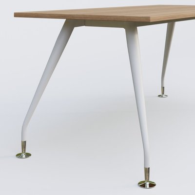 [Pas de famille] - [Pas de sous famille] - K5 plan droit 200*100 cm. Plateau Noyer et pietement Blanc avec base chromé.