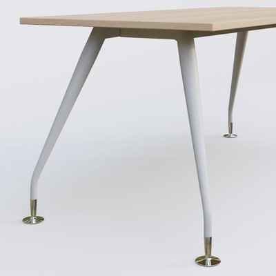 [Pas de famille] - [Pas de sous famille] - K5 plan droit 200*100 cm. Plateau Hêtre et pietement Blanc avec base chromé.