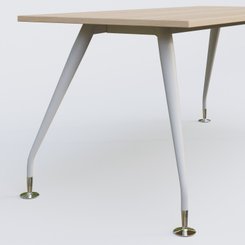 [Pas de famille] - [Pas de sous famille] - K5 plan droit 200*100 cm. Plateau Hêtre et pietement Blanc avec base chromé.