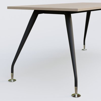 [Pas de famille] - [Pas de sous famille] - K5 plan droit 200*100 cm. Plateau Acacia et pietement Noir Mat avec base chromé.