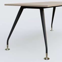 [Pas de famille] - [Pas de sous famille] - K5 plan droit 200*100 cm. Plateau Acacia et pietement Noir Mat avec base chromé.