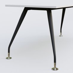 [Pas de famille] - [Pas de sous famille] - K5 plan droit 200*100 cm. Plateau Blanc et pietement Noir Mat avec base chromé.