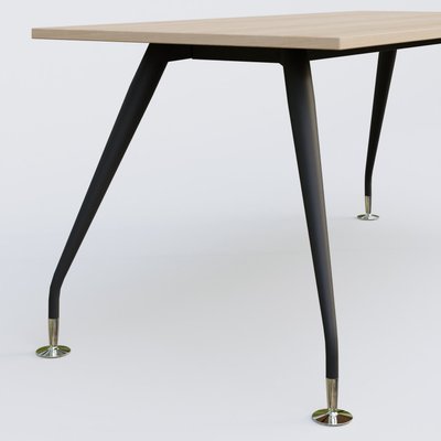 [Pas de famille] - [Pas de sous famille] - K5 plan droit 200*100 cm. Plateau Hêtre et pietement Noir Mat avec base chromé.