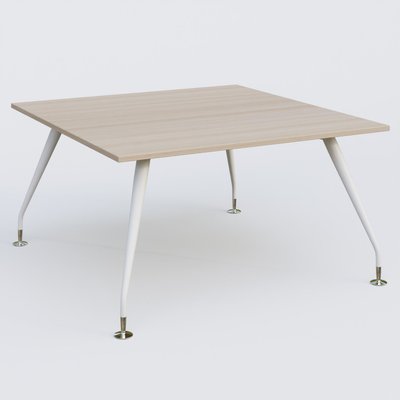 [Pas de famille] - [Pas de sous famille] - K5 plan droit 140*145 cm. Plateau Acacia et pietement Blanc avec base chromé.