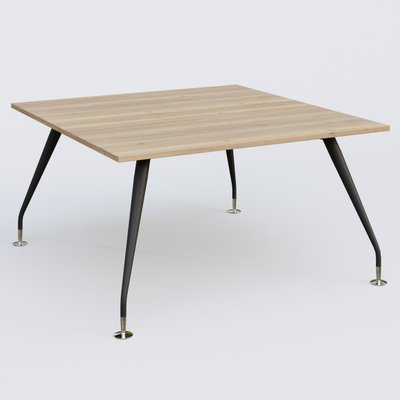 [Pas de famille] - [Pas de sous famille] - K5 plan droit 140*145 cm. Plateau Chêne naturel et pietement Noir Mat avec base chromé.