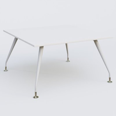 [Pas de famille] - [Pas de sous famille] - K5 plan droit 140*145 cm. Plateau Blanc et pietement Blanc avec base chromé.