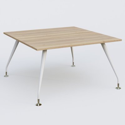[Pas de famille] - [Pas de sous famille] - K5 plan droit 140*145 cm. Plateau Chêne naturel et pietement Blanc avec base chromé.