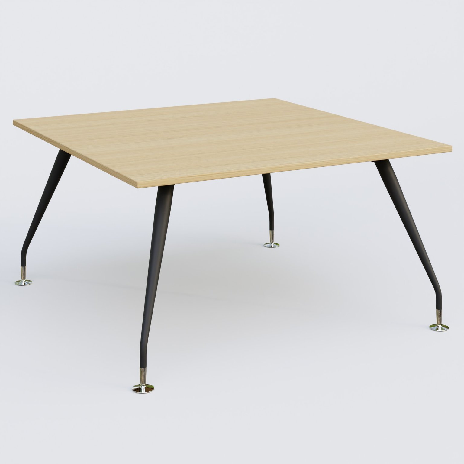 K5 plan droit 140*145 cm. Plateau Chêne clair et pietement Noir Mat avec base chromé.