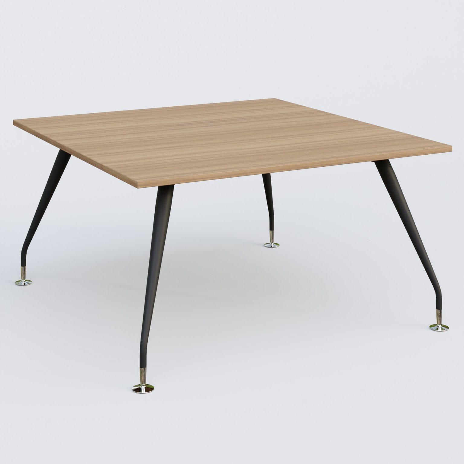K5 plan droit 140*145 cm. Plateau Noyer et pietement Noir Mat avec base chromé.
