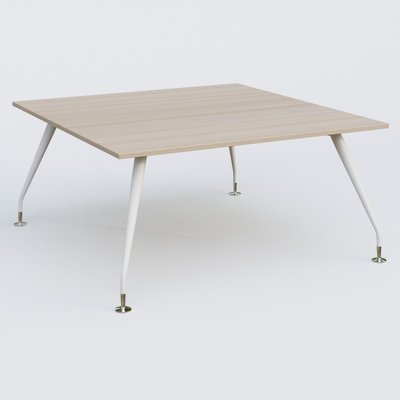 [Pas de famille] - [Pas de sous famille] - K5 plan droit 160*165 cm. Plateau Acacia et pietement Blanc avec base chromé.