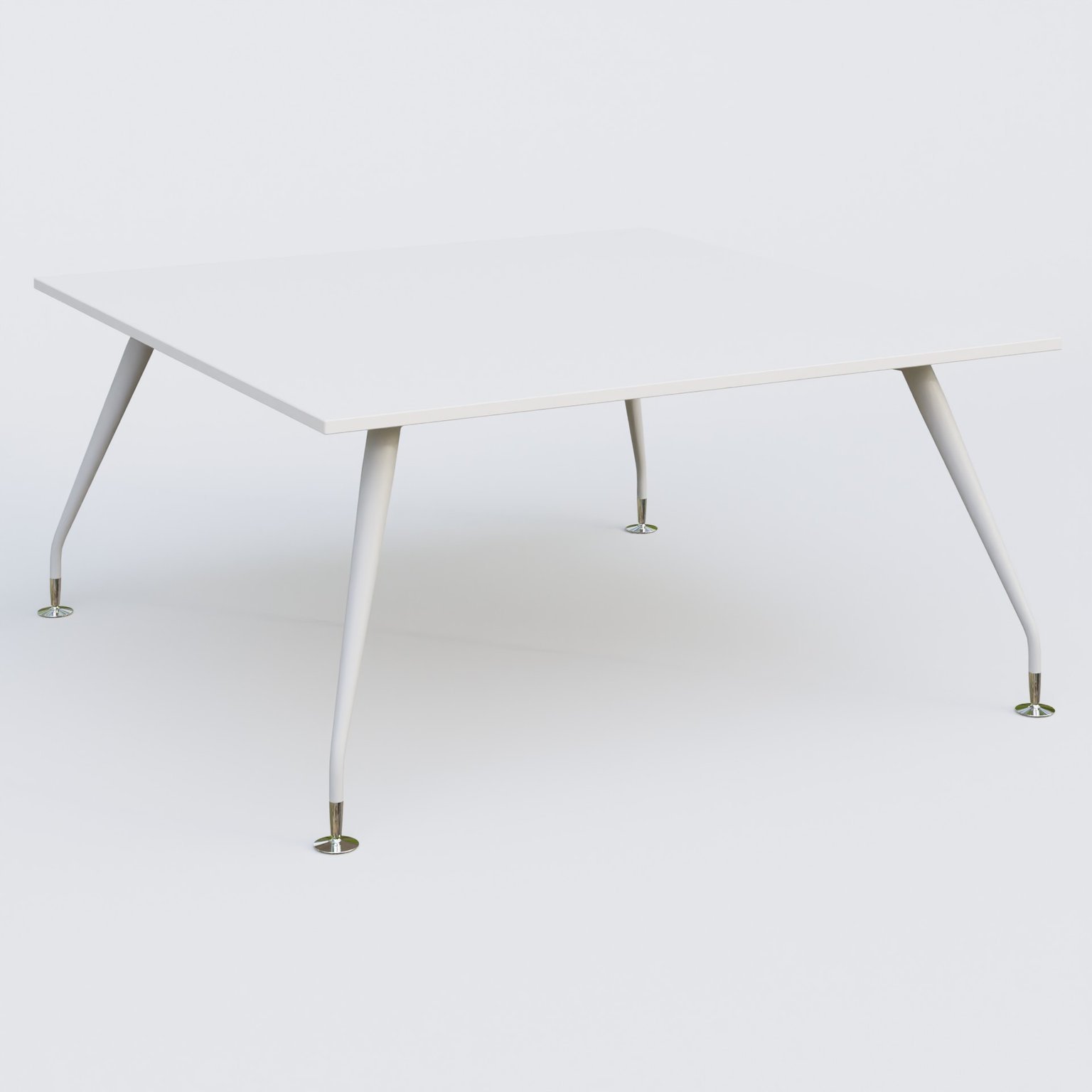K5 plan droit 160*165 cm. Plateau Blanc et pietement Blanc avec base chromé.