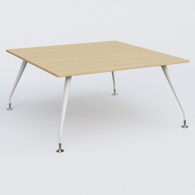 [Pas de famille] - [Pas de sous famille] - K5 plan droit 160*165 cm. Plateau Chêne clair et pietement Blanc avec base chromé.