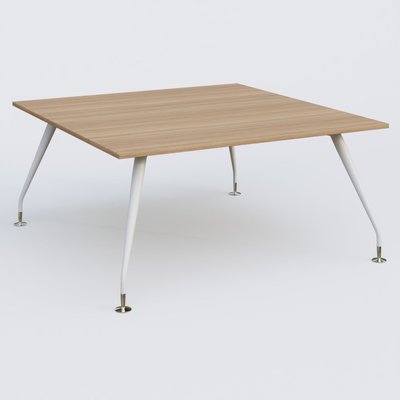 [Pas de famille] - [Pas de sous famille] - K5 plan droit 160*165 cm. Plateau Noyer et pietement Blanc avec base chromé.