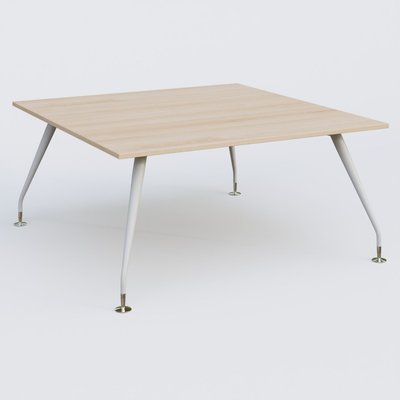 [Pas de famille] - [Pas de sous famille] - K5 plan droit 160*165 cm. Plateau Hêtre et pietement Blanc avec base chromé.