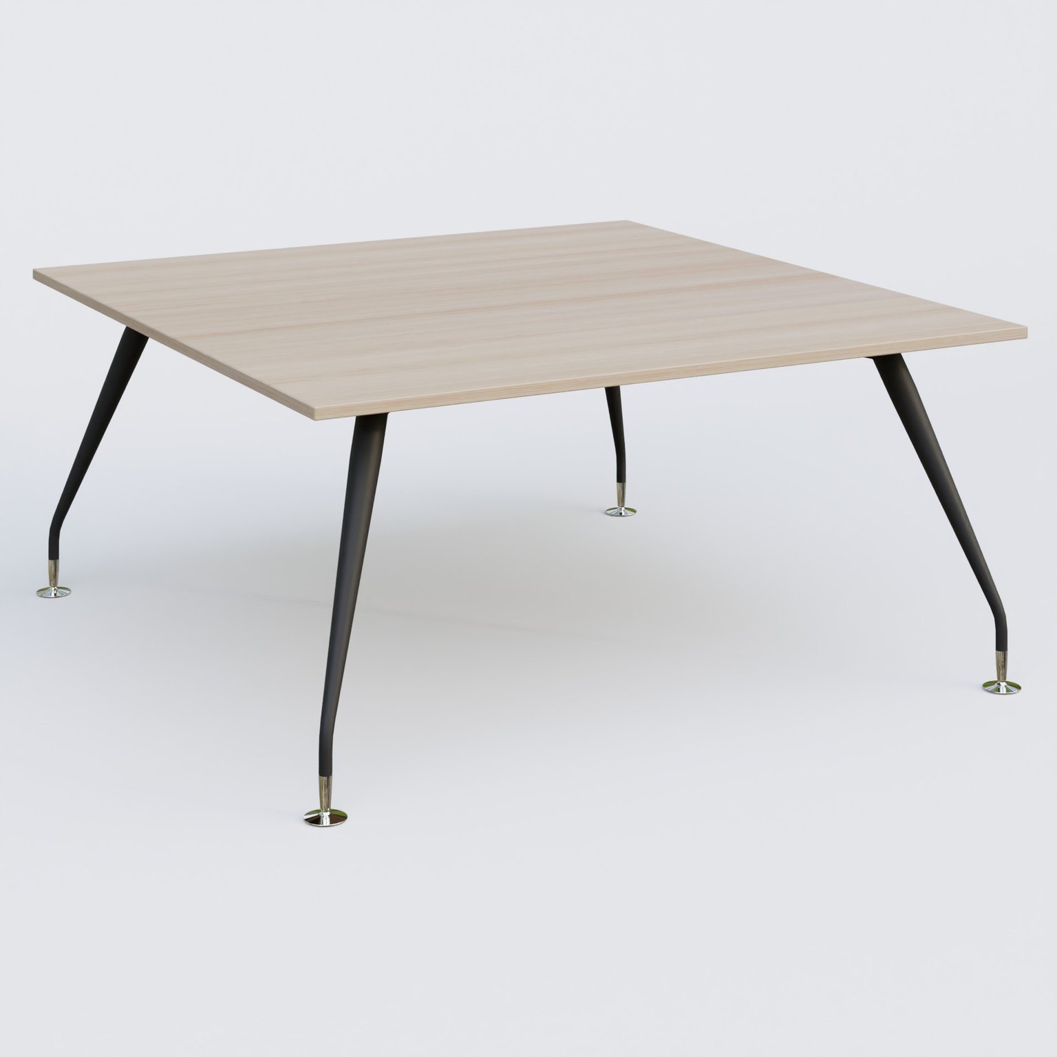 K5 plan droit 160*165 cm. Plateau Acacia et pietement Noir Mat avec base chromé.