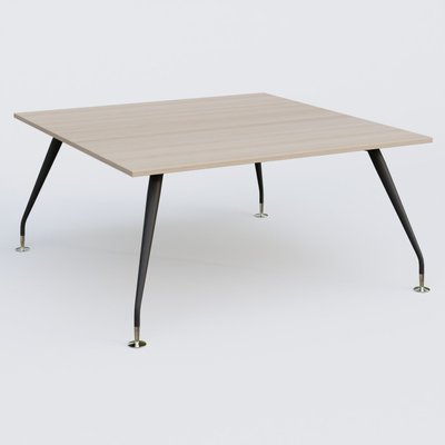 [Pas de famille] - [Pas de sous famille] - K5 plan droit 160*165 cm. Plateau Acacia et pietement Noir Mat avec base chromé.