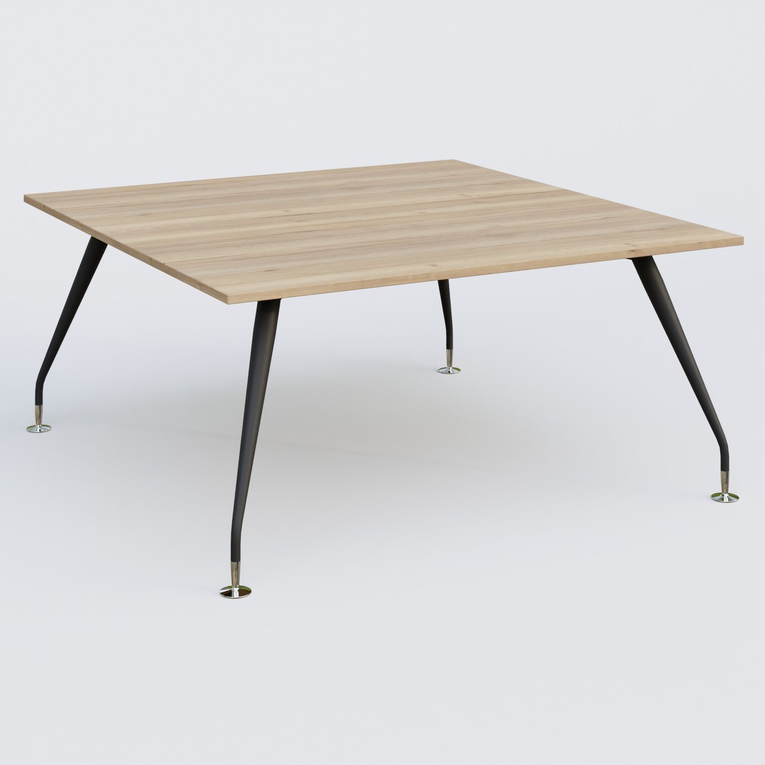 K5 plan droit 160*165 cm. Plateau Chêne naturel et pietement Noir Mat avec base chromé.