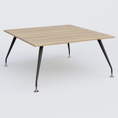 [Pas de famille] - [Pas de sous famille] - K5 plan droit 160*165 cm. Plateau Chêne naturel et pietement Noir Mat avec base chromé.