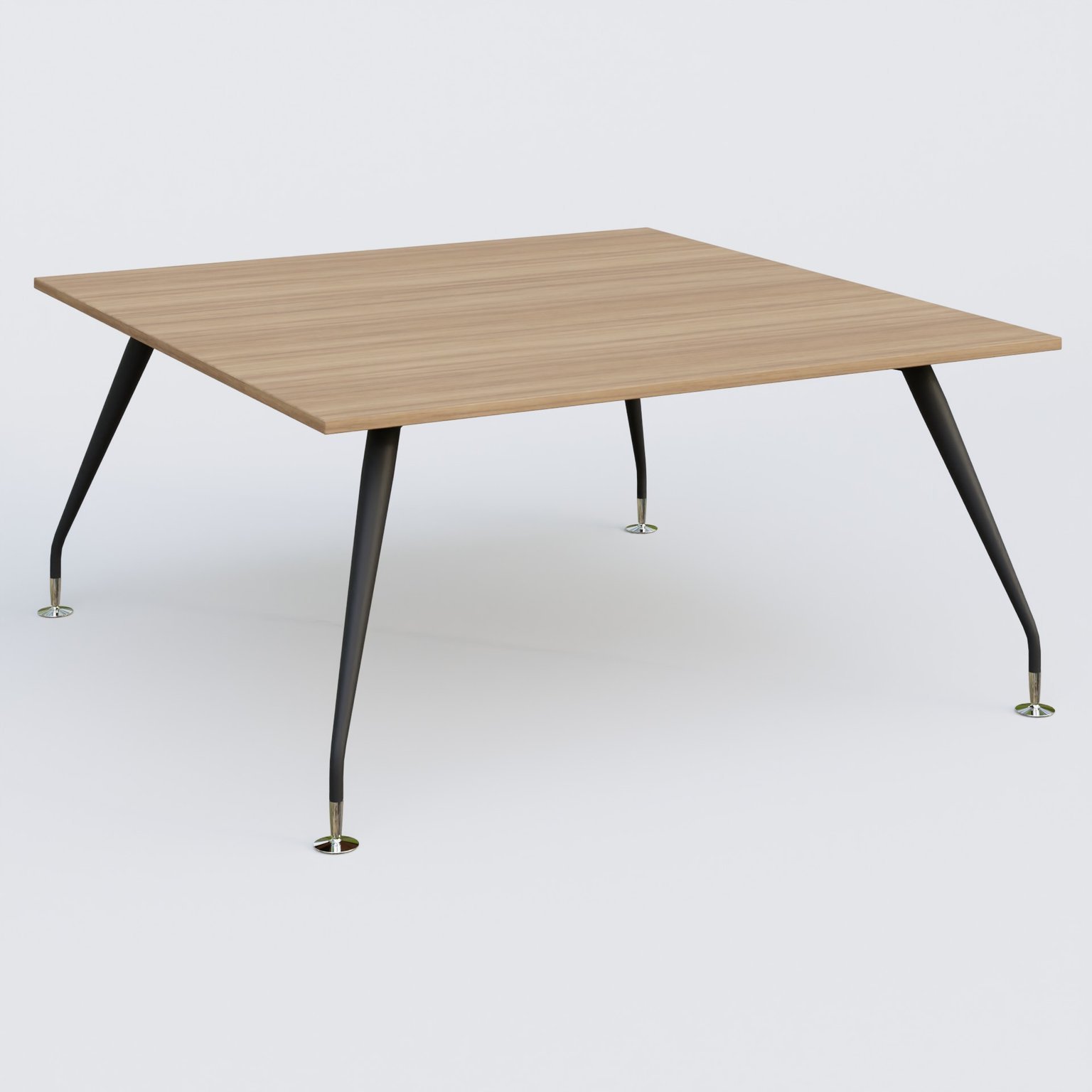 K5 plan droit 160*165 cm. Plateau Noyer et pietement Noir Mat avec base chromé.