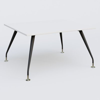 [Pas de famille] - [Pas de sous famille] - K5 plan droit 140*120 cm. Plateau Blanc et pietement Noir Mat avec base chromé.